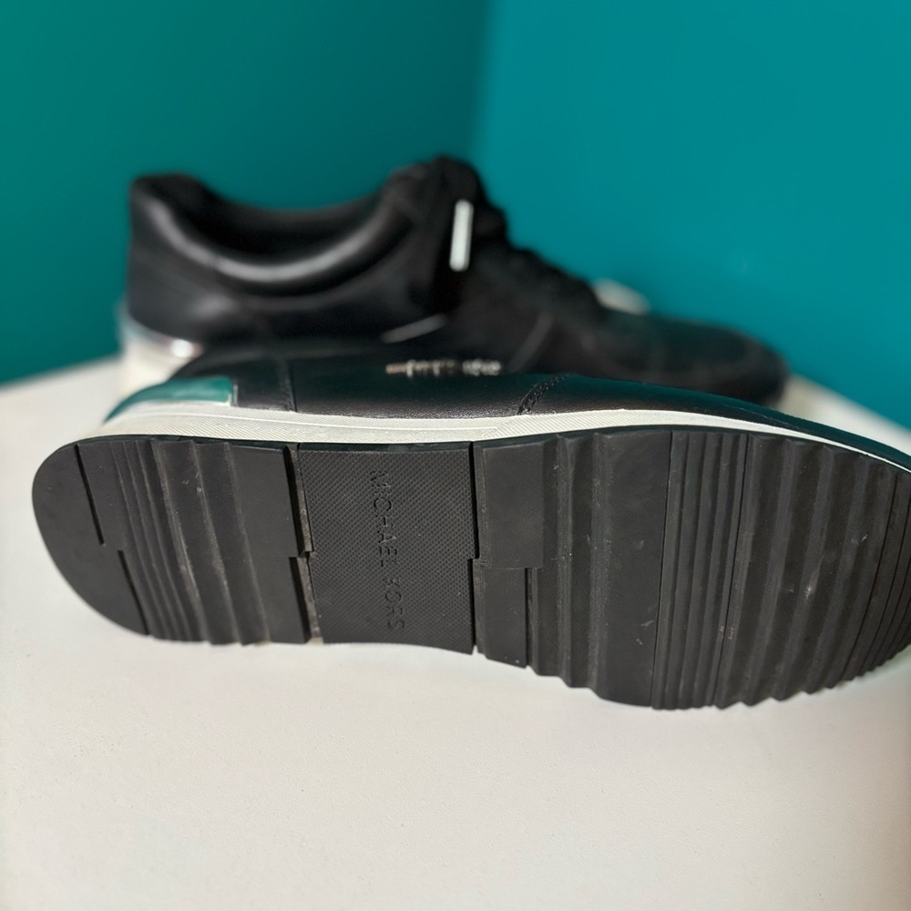 Michael Kors Allie Black Leather Sneakers - Picture 6 of 7